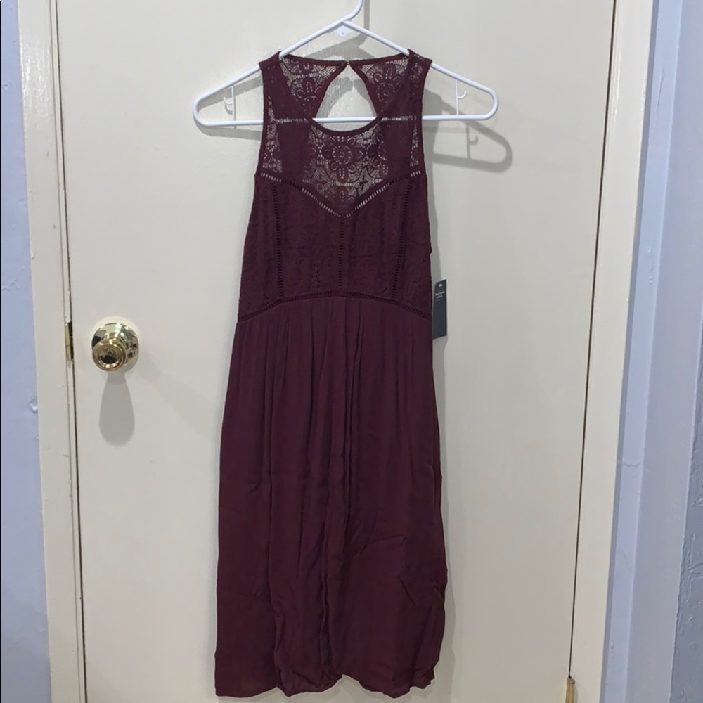 Abercrombie & Fitch Burgundy A-line Midi Dress